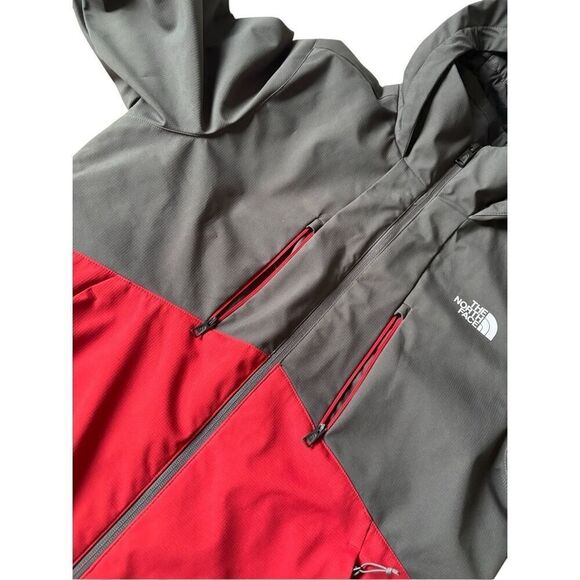 North Face Men’s Snow Jacket size M Windwall Hooded Lined Gray Red - Picture 10 of 14